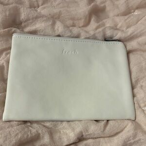 fresh White Vinyl Pleather Cosmetic Bag